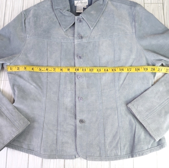 Vintage J Marco Tailored Suede Jacket in Cool Blue Size Large - Picture 6 of 12
